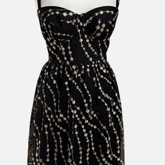 Moda International Black Mini Dress with Cream Accents - Picture 1 of 11
